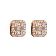 Baguette and Round Diamond Earrings