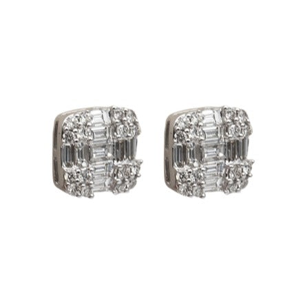 Baguette and Round Diamond Earrings