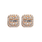 Baguette and Round Diamond Earrings