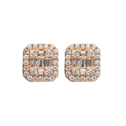 Baguette and Round Diamond Earrings