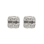 Baguette and Round Diamond Earrings