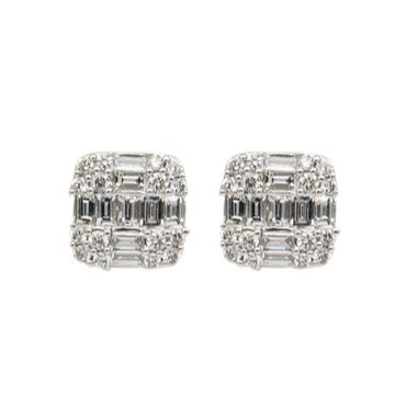 Baguette and Round Diamond Earrings