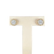 2 Tone Round Diamond Earrings