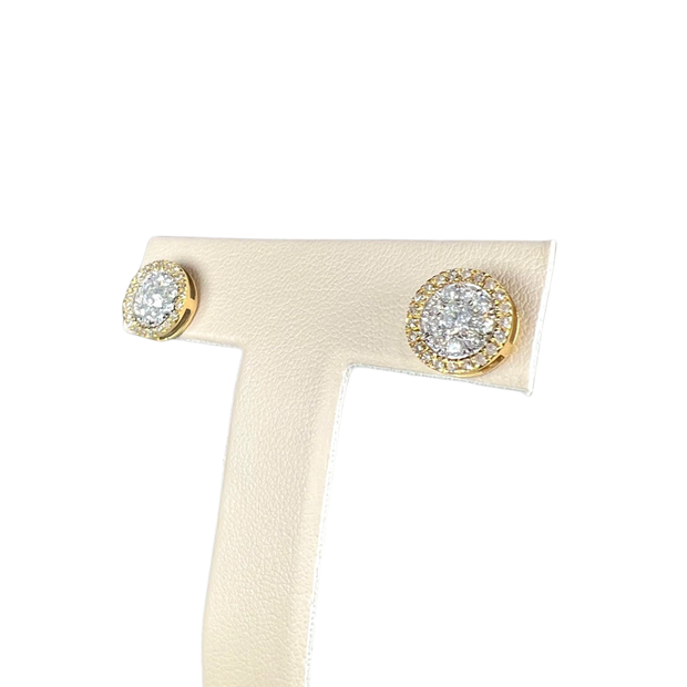 2 Tone Round Diamond Earrings