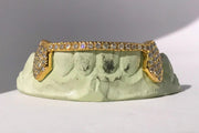 One Row Diamond Bar With Diamond Fangs Gold Grillz