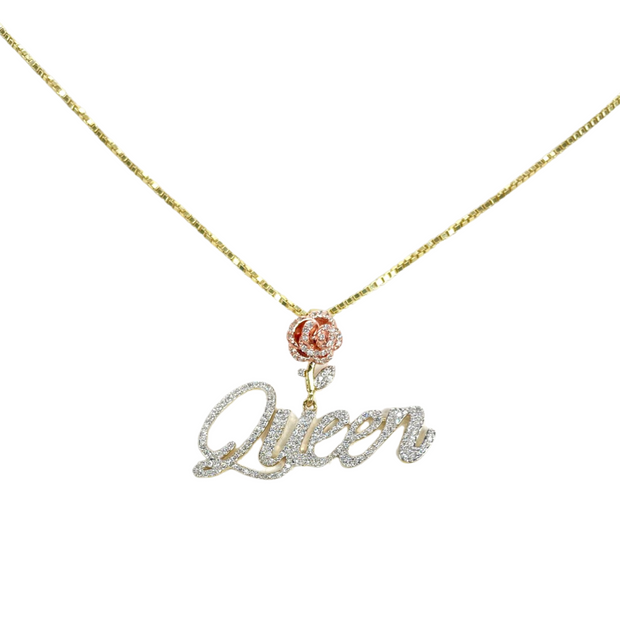 Queen with Rose Bail Diamond Pendant