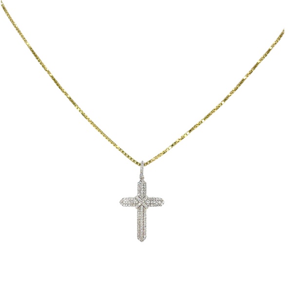 Round Diamond Cross Charm