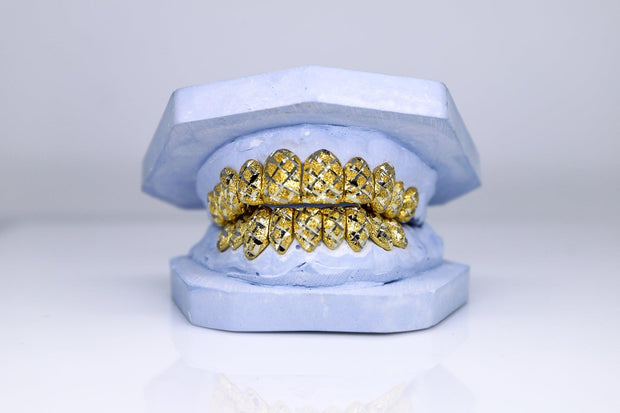 Diamond Cut Diamond Dust Two-Tone Gold Grillz