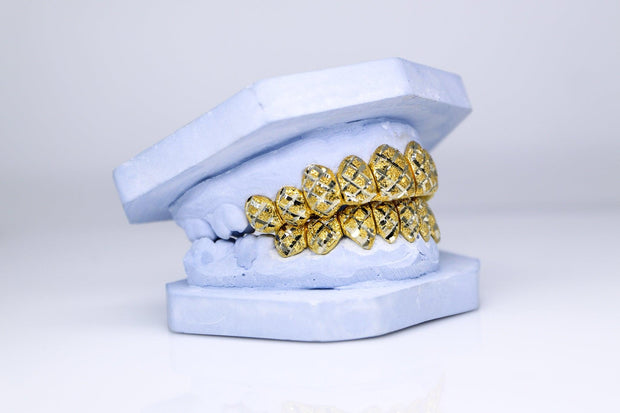 Diamond Cut Diamond Dust Two-Tone Gold Grillz