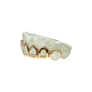 Custom Open Face Grillz with Opal Fangs