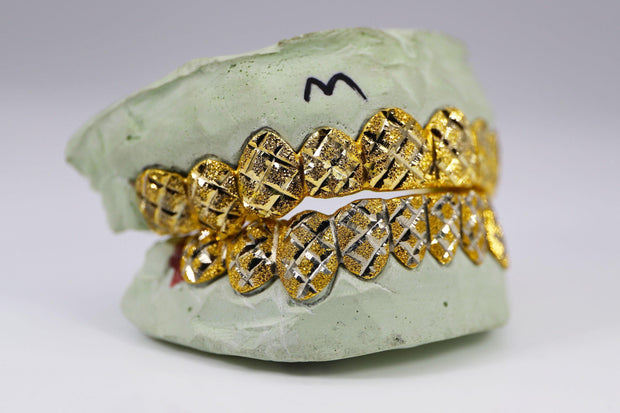 Diamond Cut Diamond Dust Two-Tone Gold Grillz