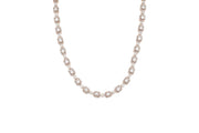 Two Tone  Rose and White Flower and Baguette Diamond Chain