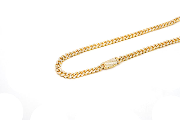 8mm Yellow Gold Diamond Cuban