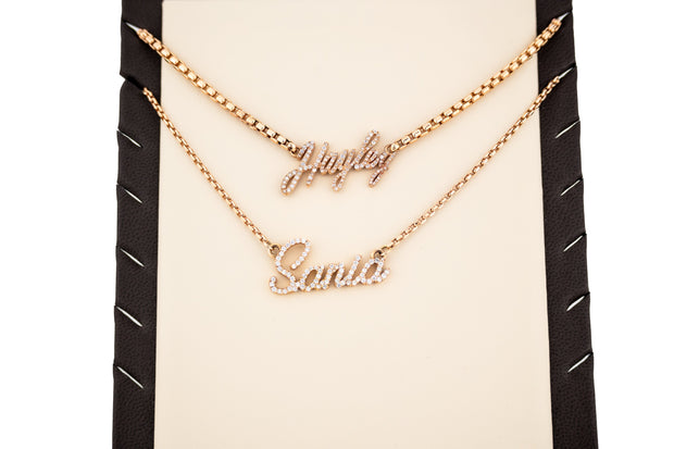 14KT Custom Diamond Name Plate