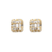 Baguette and Round Diamond Earrings